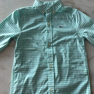 Vineyard Vines Kids Teal Checkered Button-Down Shirt